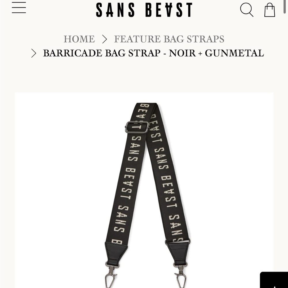 sans beast barricade bag strap. noir & gunmetal - Picture 2 of 4